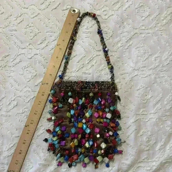 La Viola Vintage Multi-Colored Beaded Evening Shoulder Purse - Picture 4 of 7